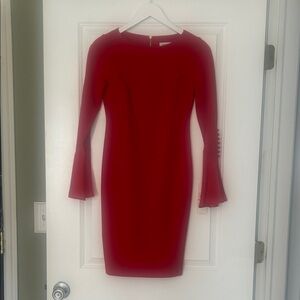 Calvin Klein Red Long Sleeve Dress